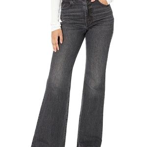 Levi's  Premium Ribcage Flare Black Distressed Jeans Sz 27